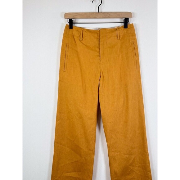 Rag & Bone Womens Suit Set Yellow Linen Tailored Blazer Straight Trouser Size 2 - Picture 13 of 16